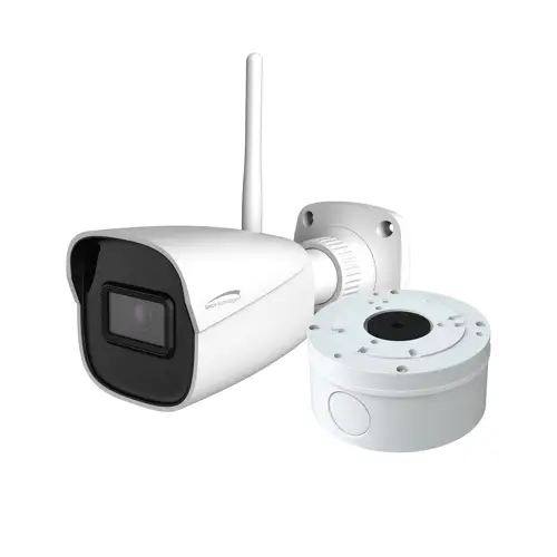 Speco 4MP WiFi 2.4 GHz Wireless Bullet Camera with IR,JBox,White,NDAA