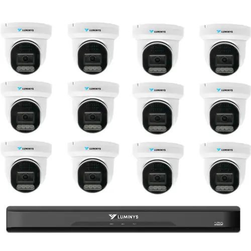 Luminys 5MP LumiLuxLite IP Bundle Kit, 16 Channel NVR, 12 5MP Turret Cameras