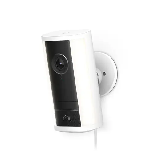 Ring Spotlight Cam Pro Retinal 4K, Plug-in, Wide Angle, 10x Zoom, White