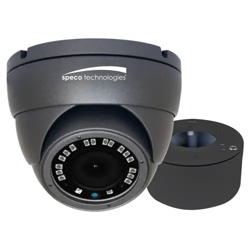 Speco 2MP HDTVI CVI AHD CVBS Eyeball Camera, 3.6mm , Incl Junc Box, UL, Grey