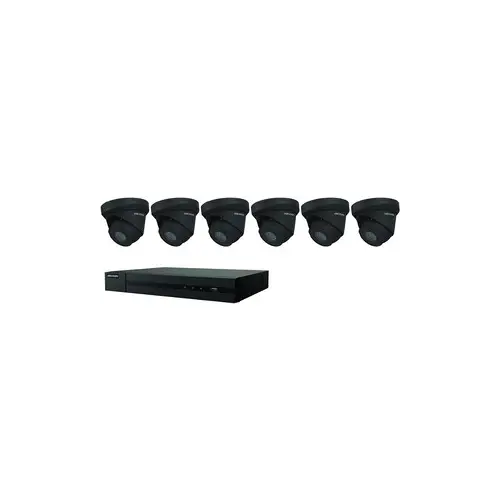 Hikvision IP Security Camera Kit 8 CH 4K NVR with 6 x 4MP Turret Cameras, Black
