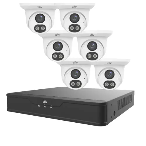 Uniview UNV Smart Dual Light Camera Kit 8 Channel NVR + 6x 4MP Turrets, 2TB HDD