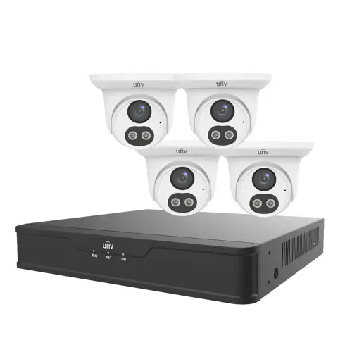 Uniview UNV Smart Dual Light Camera Kit 4 Channel NVR + 4 x 4MP Turrets, 1TB HDD